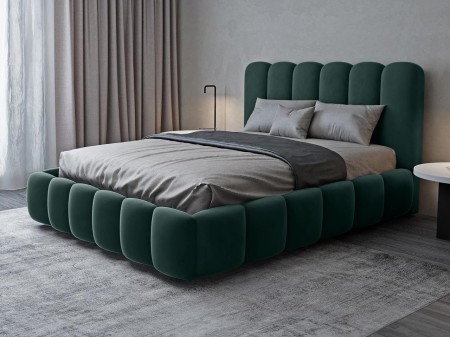 Łóżko tapicerowane 180x200 z pojemnikiem i stelażem Lux zielone welurowe