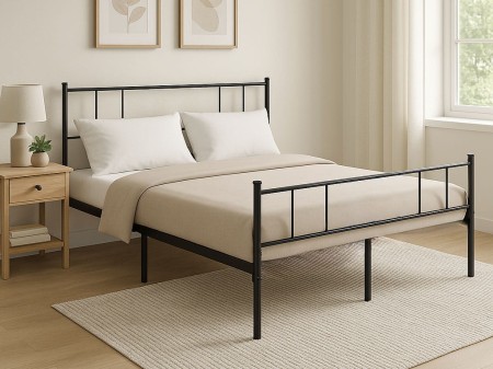 Łóżko metalowe 140x200 ze stelażem Flex czarne