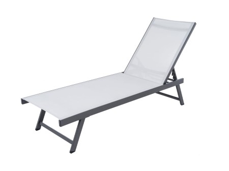 Leżak ogrodowy Artelia w jasnoszarym kolorze na aluminiowej ramie z regulowanym oparciem