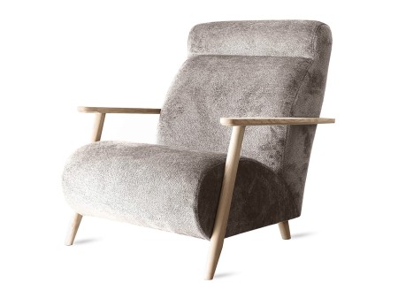 Fotel retro beżowy TM159 z miękką poduszką stelaż bukowy