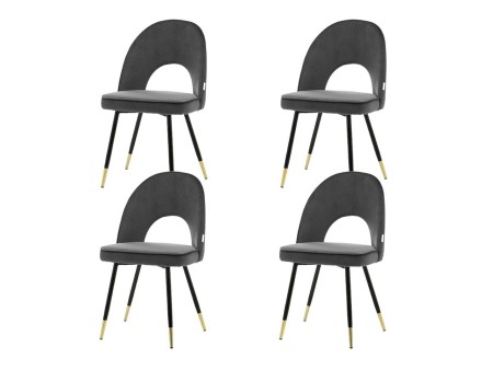 Zestaw 4 krzeseł tapicerowanych TM72 w szarym welurze