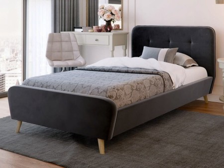 Łóżko tapicerowane 90x200 Tiffany ciemnoszare, młodzieżowe, tanie