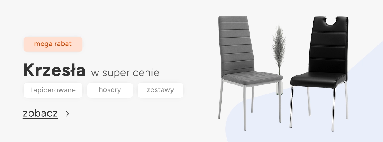 Baner reklamowy informujący o krzesłach w super cenie